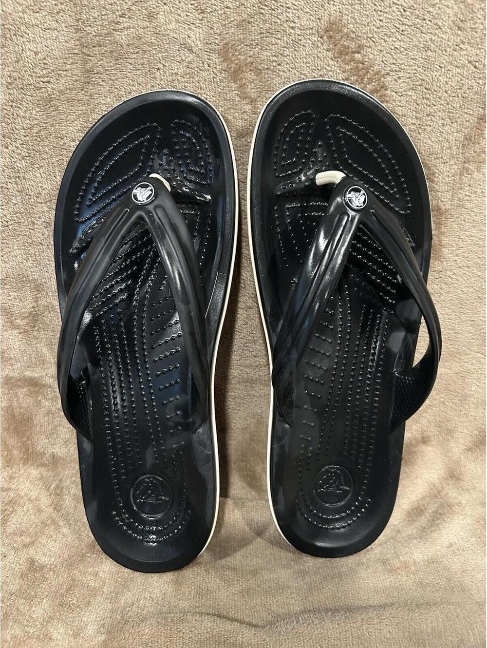 CROCS Black Flip Flops mens 10 - womens 12